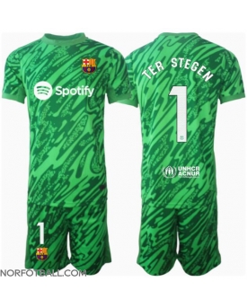 Billige Fotballdrakt Barcelona Ter Stegen #1 Keeper Replika Bortedraktsett Barn 2024-25 Kortermet (med bukser)